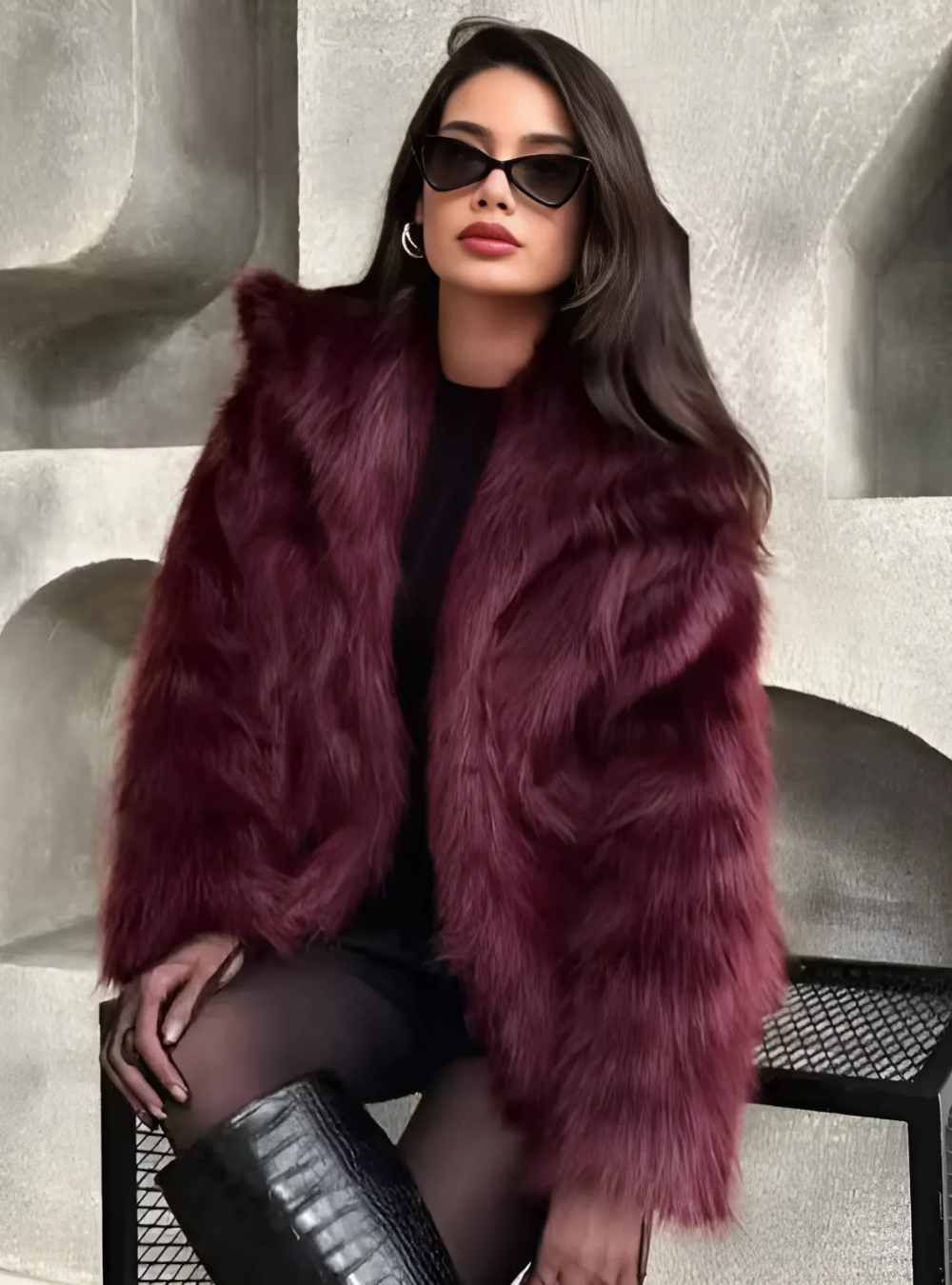 Bordeaux Faux Fur Jacket