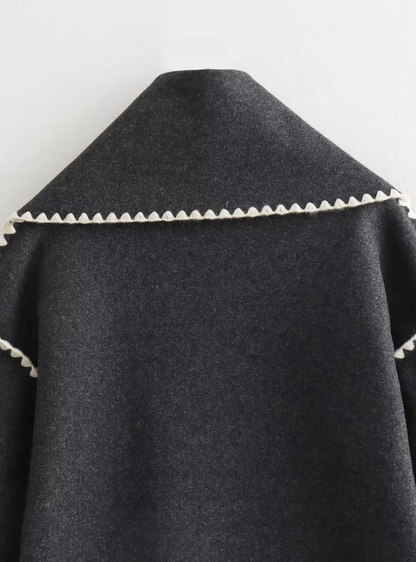 coat with contrast details and shawl collar